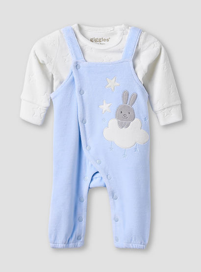 Giggles Dungaree Set with Adjustable Straps - Round Neck - Sleeveless-boys-clothing-rompersanddungarees-image-1