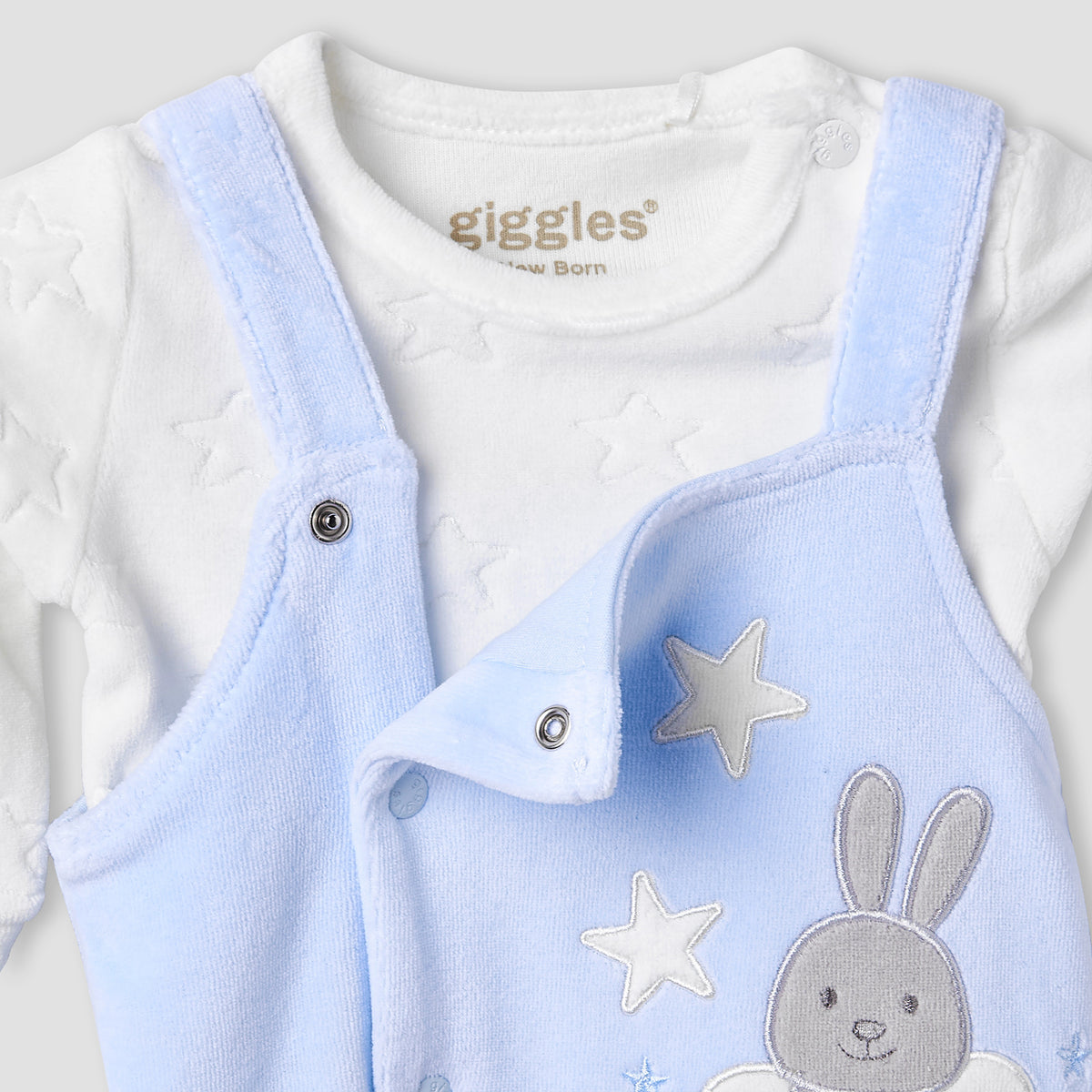 Giggles Dungaree Set with Adjustable Straps - Round Neck - Sleeveless