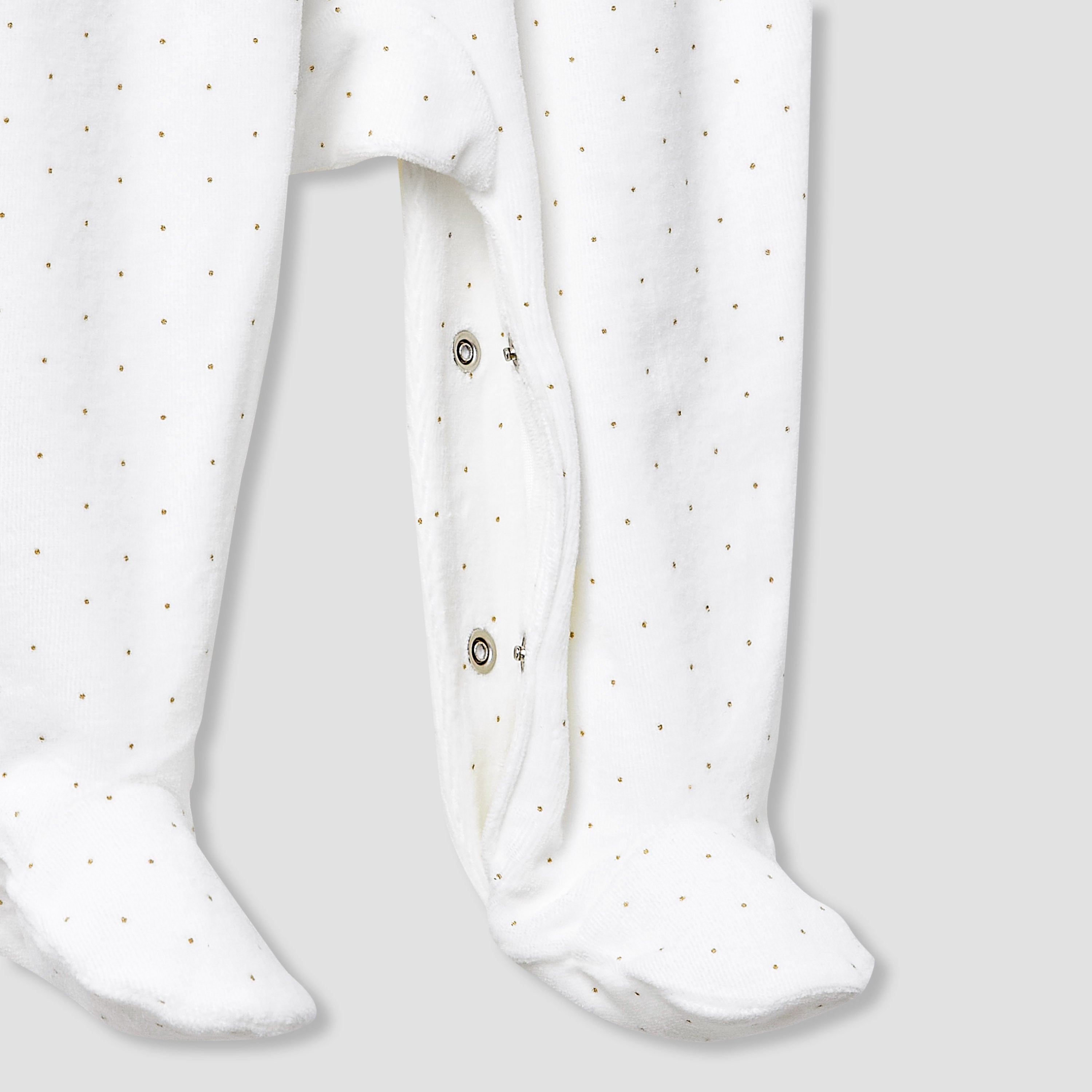Giggles Collared Closed Foot Sleepsuit with Floral Embroidery - Long Sleeves