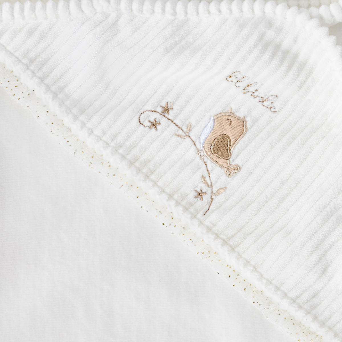 Giggles Receiving Blanket with Bird Embroidery