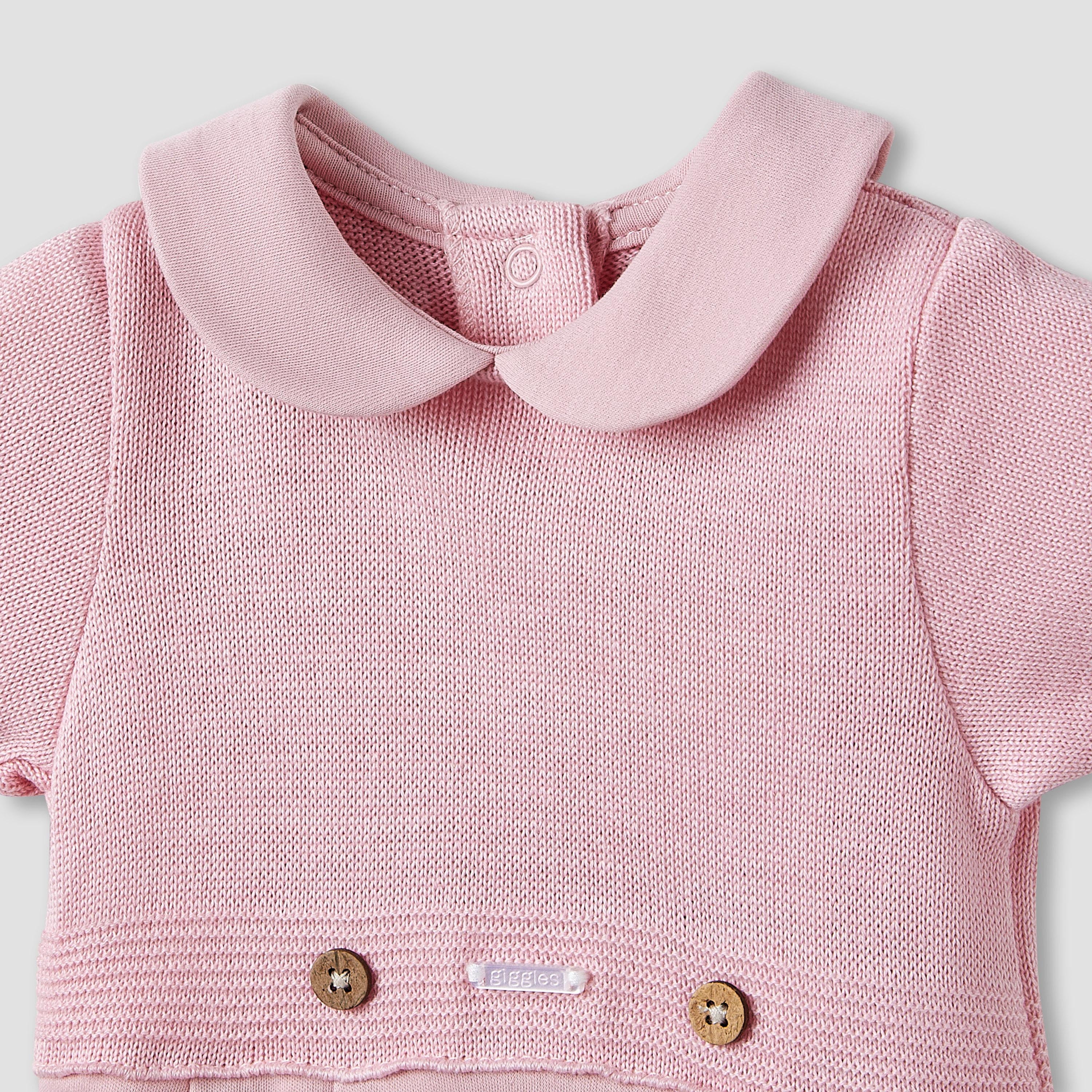 Giggles Collared Bodysuit with Snap Button Closure - Short Sleeves