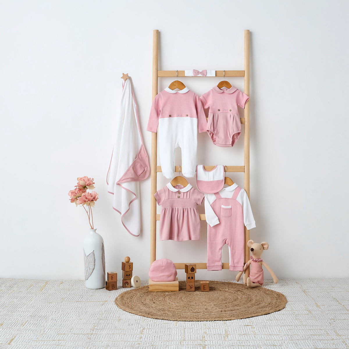 Giggles Girls A-line Dress with Smock Detail - Cotton - Short Sleeves - Peter Pan Collar