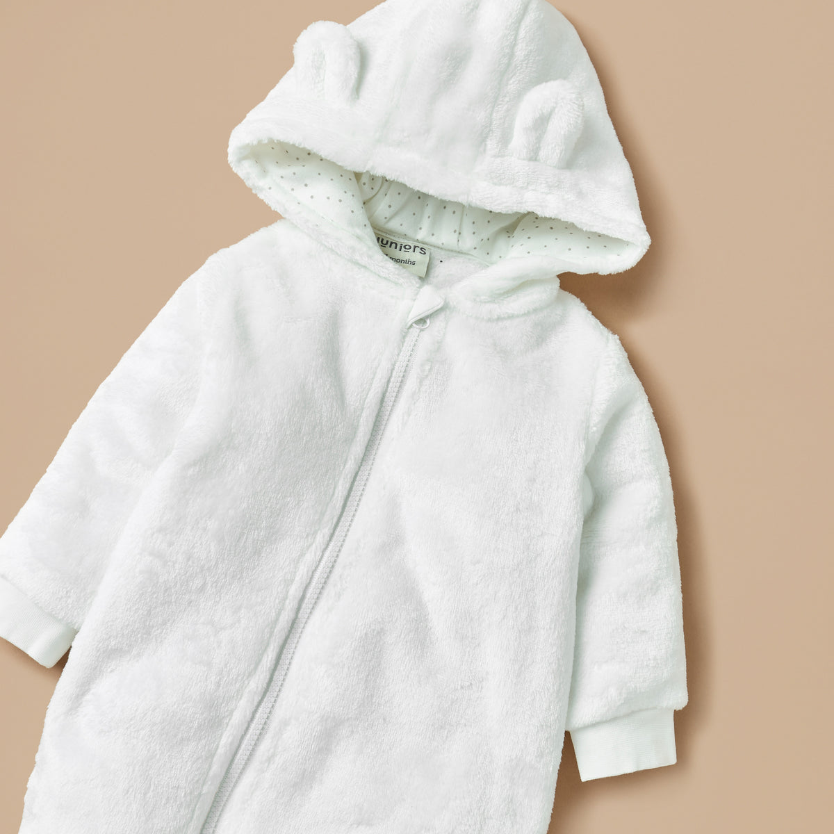 Juniors Solid Closed Feet Sleepsuit with Hood and Long Sleeves