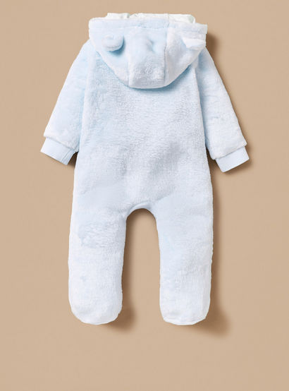 Juniors Ear Applique Closed Feet Hooded Sleepsuit with Zip Closure-baby-boys-clothing-nightwear-sleepsuits-image-2