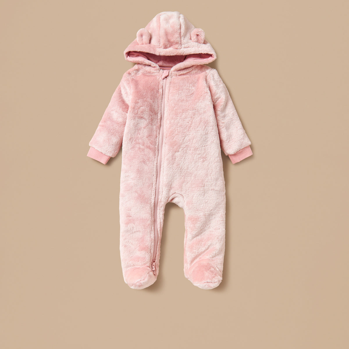 Juniors Ear Applique Closed Feet Hooded Sleepsuit with Zip Closure