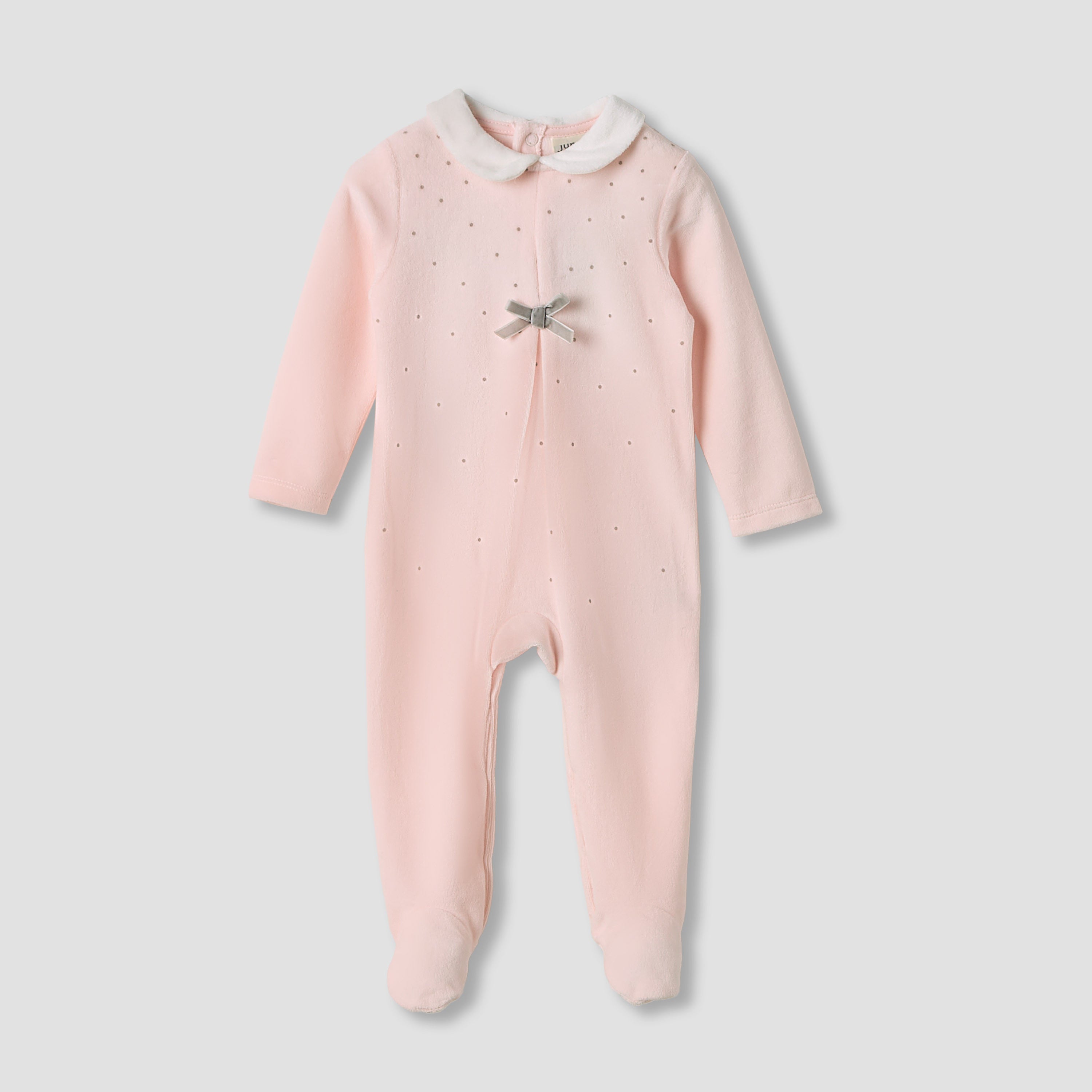 Juniors Textured Velour Footed Sleepsuit with Long Sleeves - Set of 2