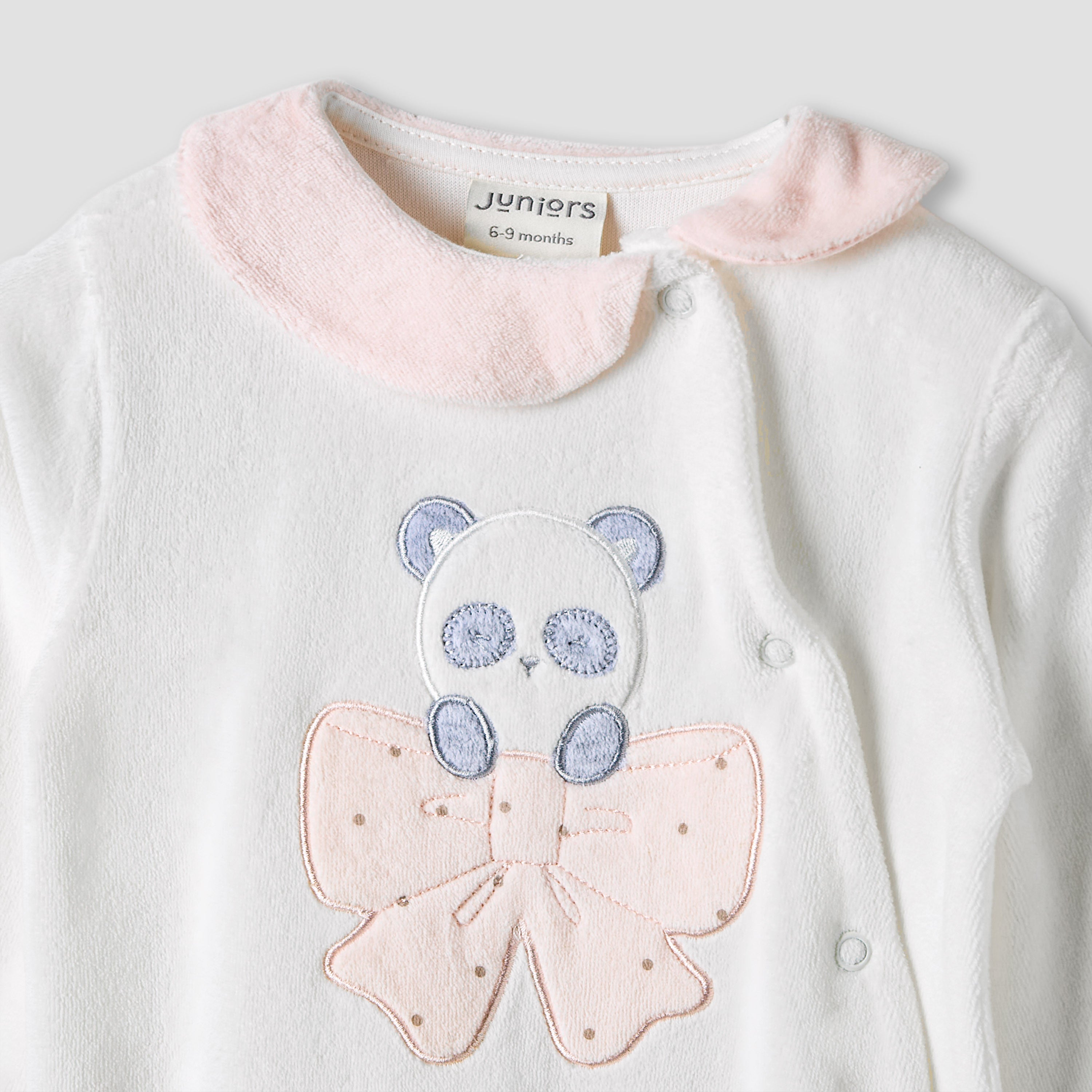 Juniors Textured Velour Footed Sleepsuit with Long Sleeves - Set of 2