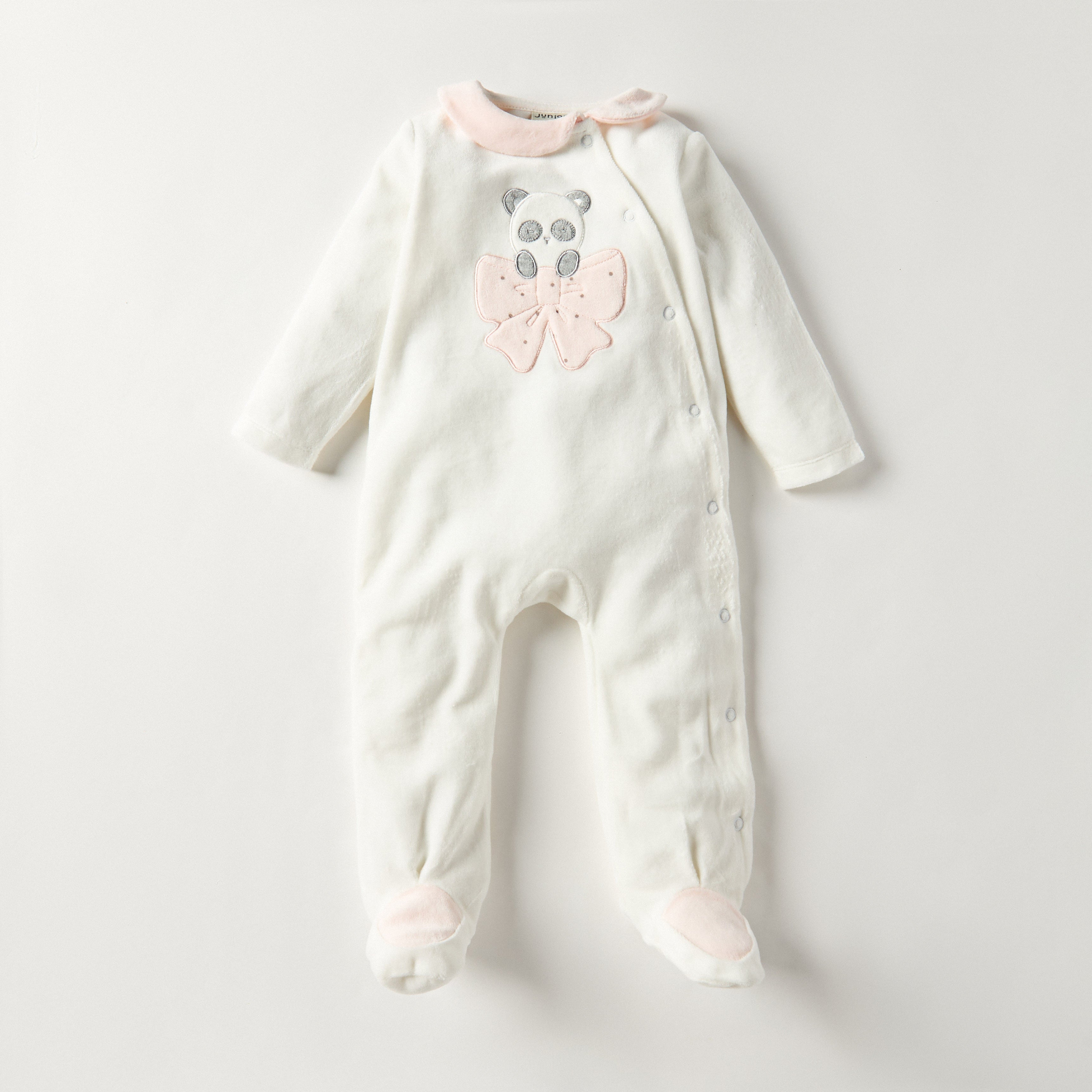 Juniors Textured Velour Footed Sleepsuit with Long Sleeves - Set of 2