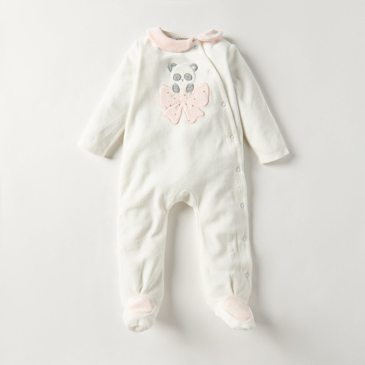 Juniors Textured Velour Footed Sleepsuit with Long Sleeves - Set of 2