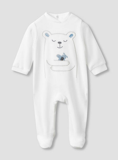 Juniors Collared Neck Sleepsuit with Beanie - Velour - Long Sleeves-baby-boys-clothing-nightwear-sleepsuits-image-2