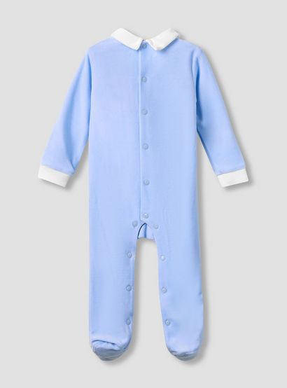 Giggles Collared Sleepsuit with Long Sleeves - Velour - Long Sleeves-baby-boys-clothing-nightwear-sleepsuits-image-2