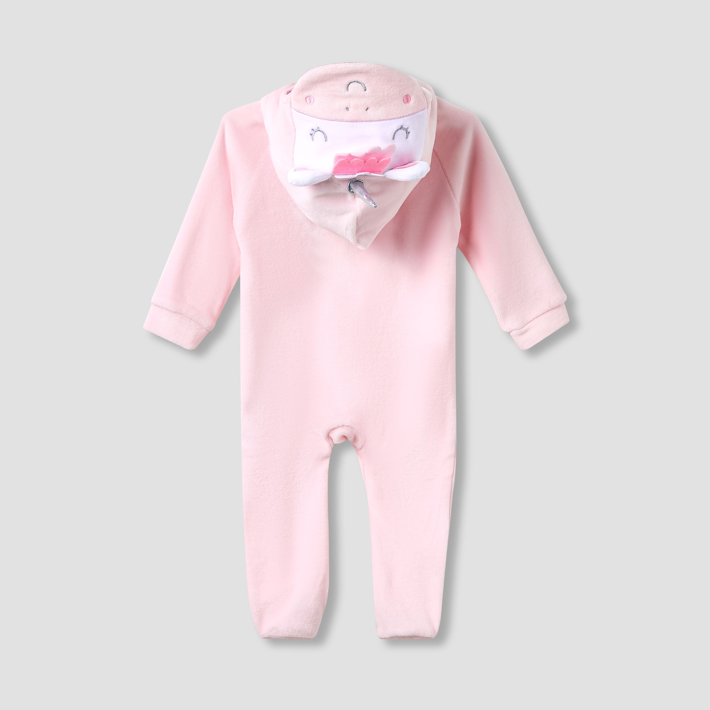 Juniors Hooded Neck Sleepsuit with Closed Feet - Velour - Long Sleeves