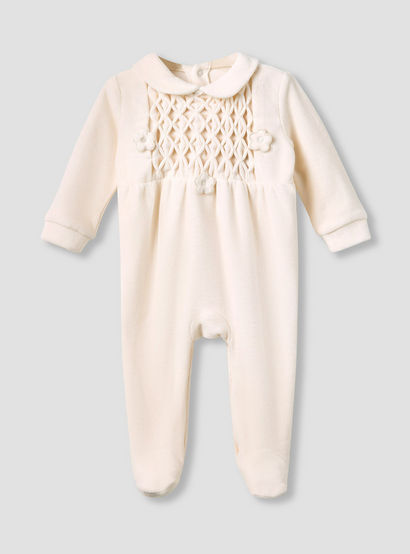Giggles Collared Sleepsuit with Closed Feet - Velour - Long Sleeves-baby-girls-clothing-nightwear-sleepsuits-image-1