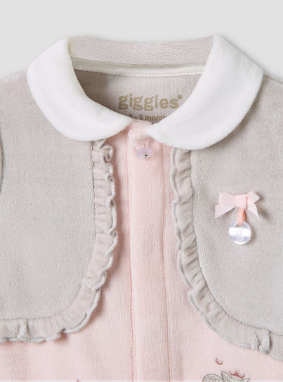 Giggles Collared Sleepsuit with Closed Feet - Velour - Long Sleeves-baby-girls-clothing-nightwear-sleepsuits-image-3