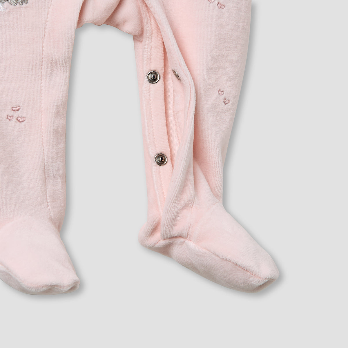 Giggles Velour Collared Long Sleeves Sleepsuit with Fox Embroidery
