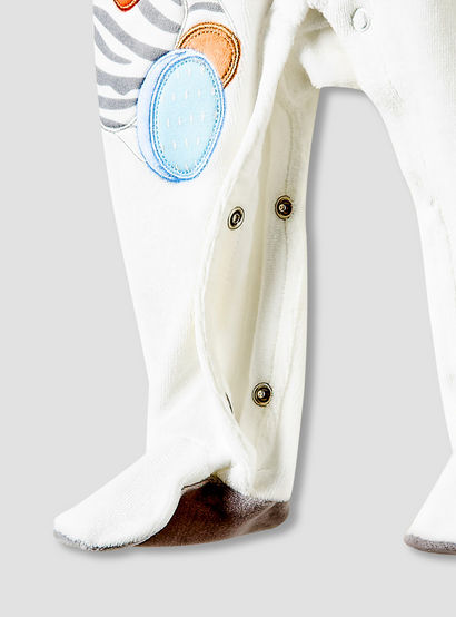 Juniors Hooded Sleepsuit with Zebra Applique - Long Sleeves-baby-boys-clothing-nightwear-sleepsuits-image-4