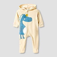 Juniors Hooded Sleepsuit with Dinosaur Applique - Long Sleeves-undefined-image-1