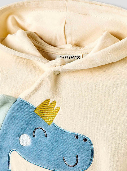Juniors Hooded Sleepsuit with Dinosaur Applique - Long Sleeves-baby-boys-clothing-nightwear-sleepsuits-image-3