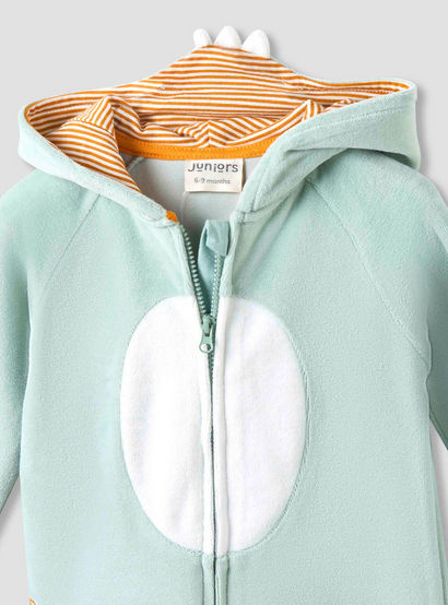 Juniors Hooded Closed Foot Sleepsuit with Alligator Applique - Velour - Long Sleeves-baby-boys-clothing-nightwear-sleepsuits-image-3