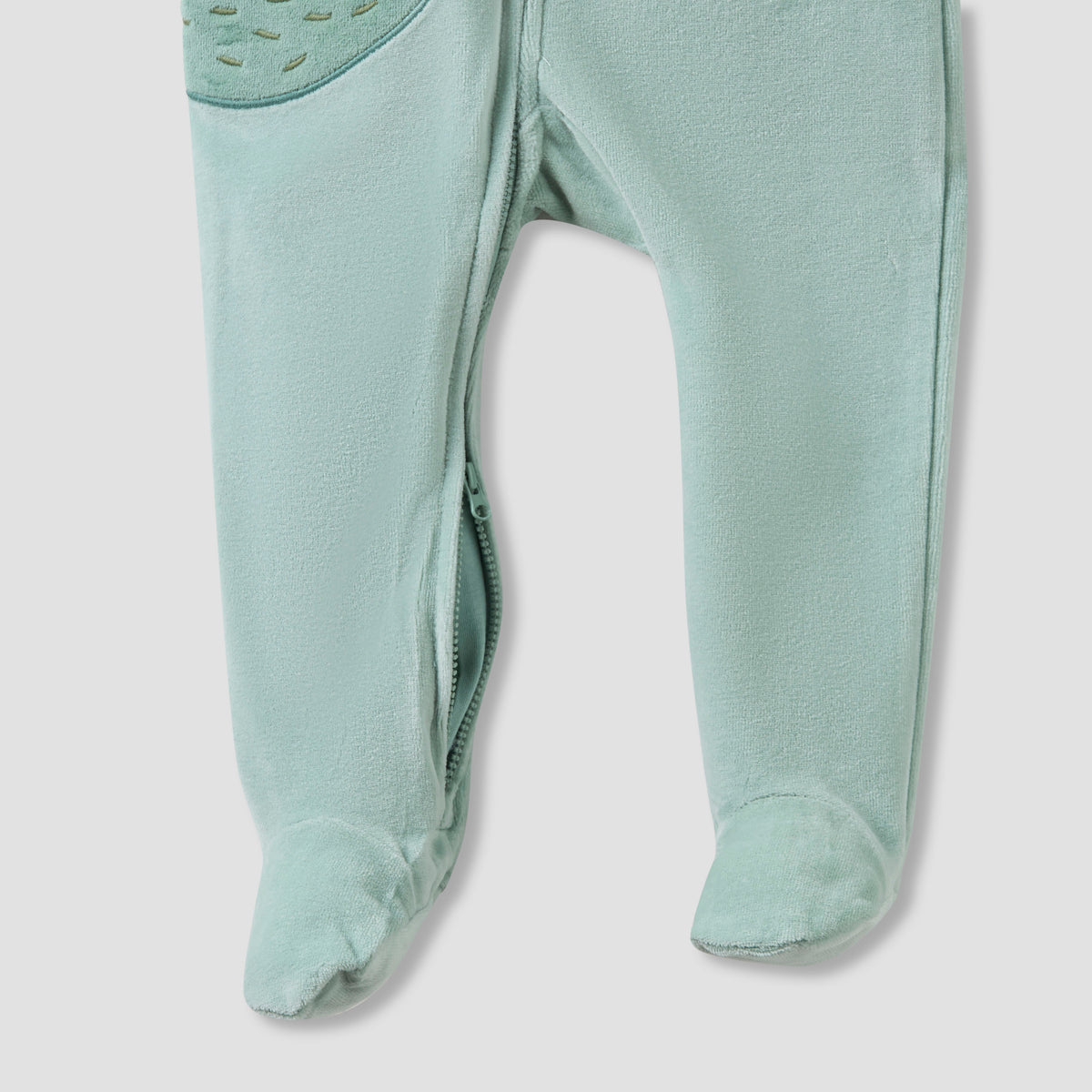 Juniors Hooded Closed Foot Sleepsuit with Alligator Applique - Velour - Long Sleeves