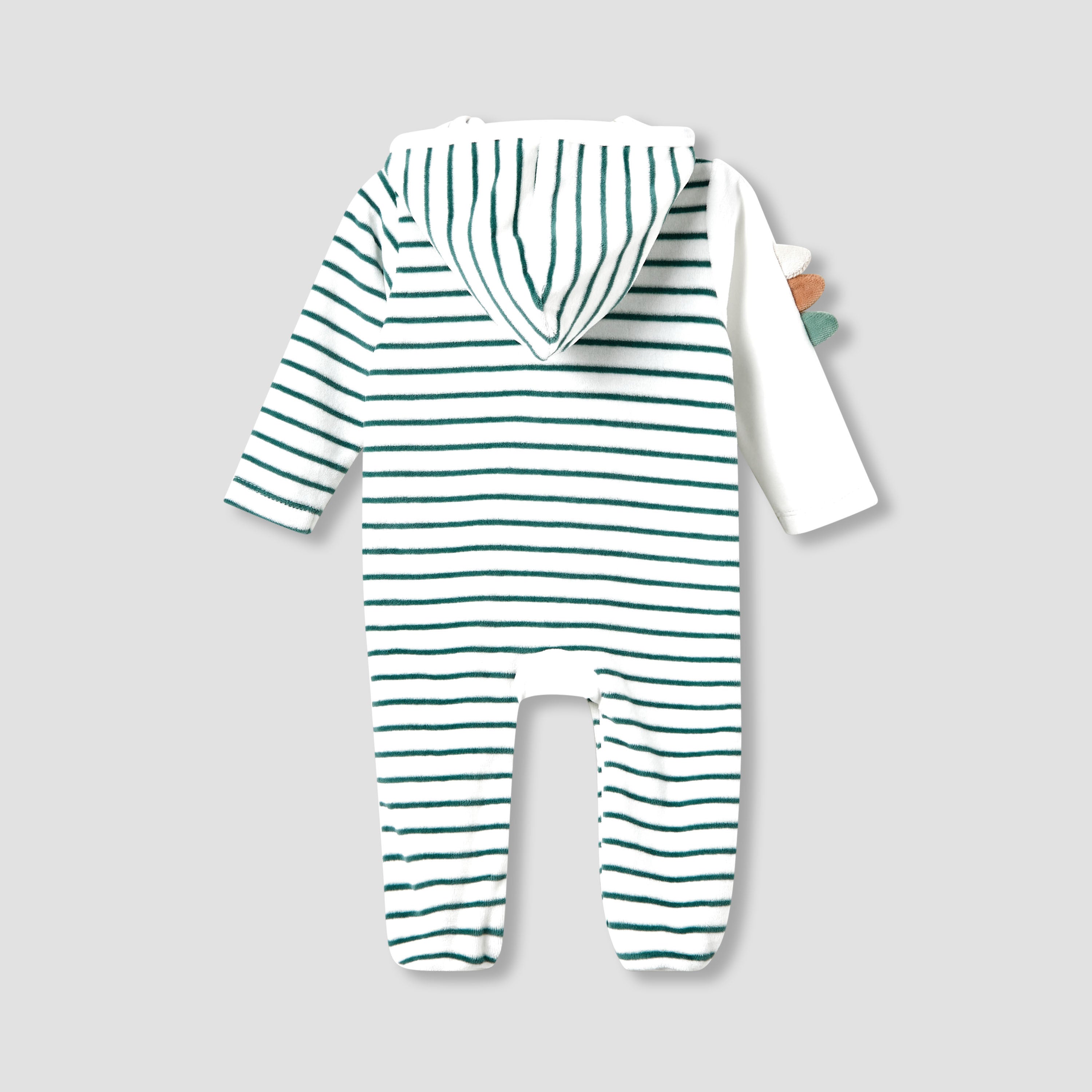 Juniors Hooded Neck Sleepsuit with Closed Feet - Velour - Long Sleeves