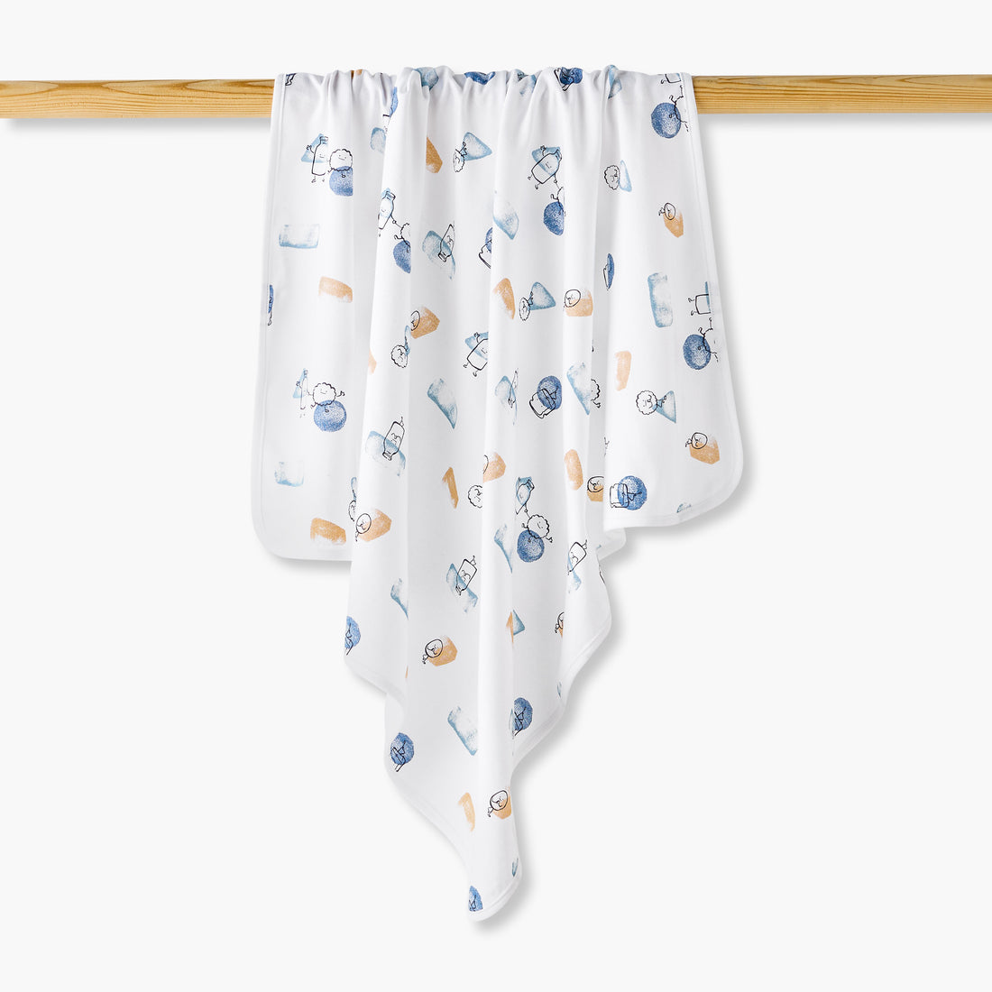 Juniors Baby Receiving Blanket with Print - Cotton - White / 0-6 mths