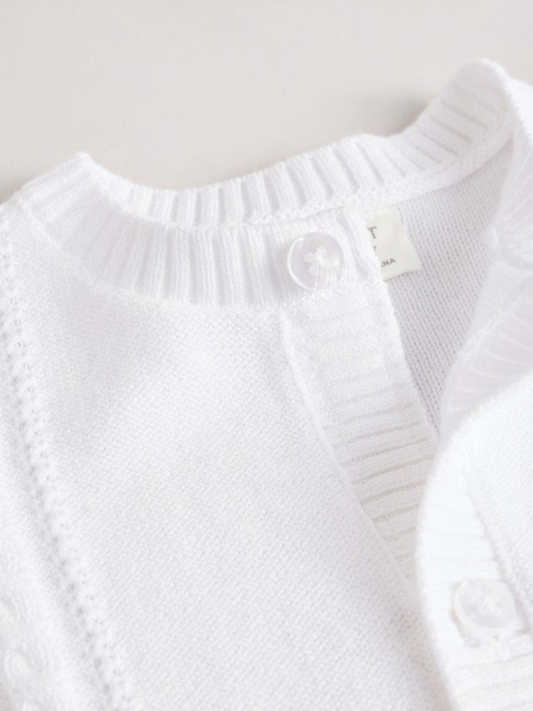 White Cable Knitted Baby Cardigan