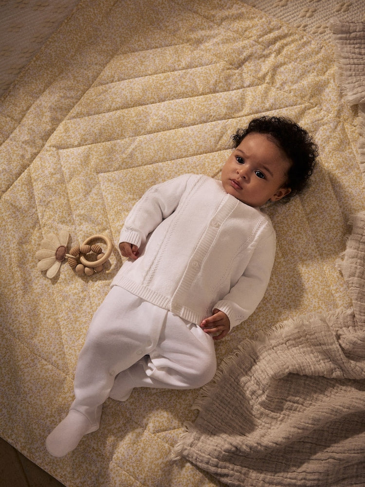 White Cable Knitted Baby Cardigan