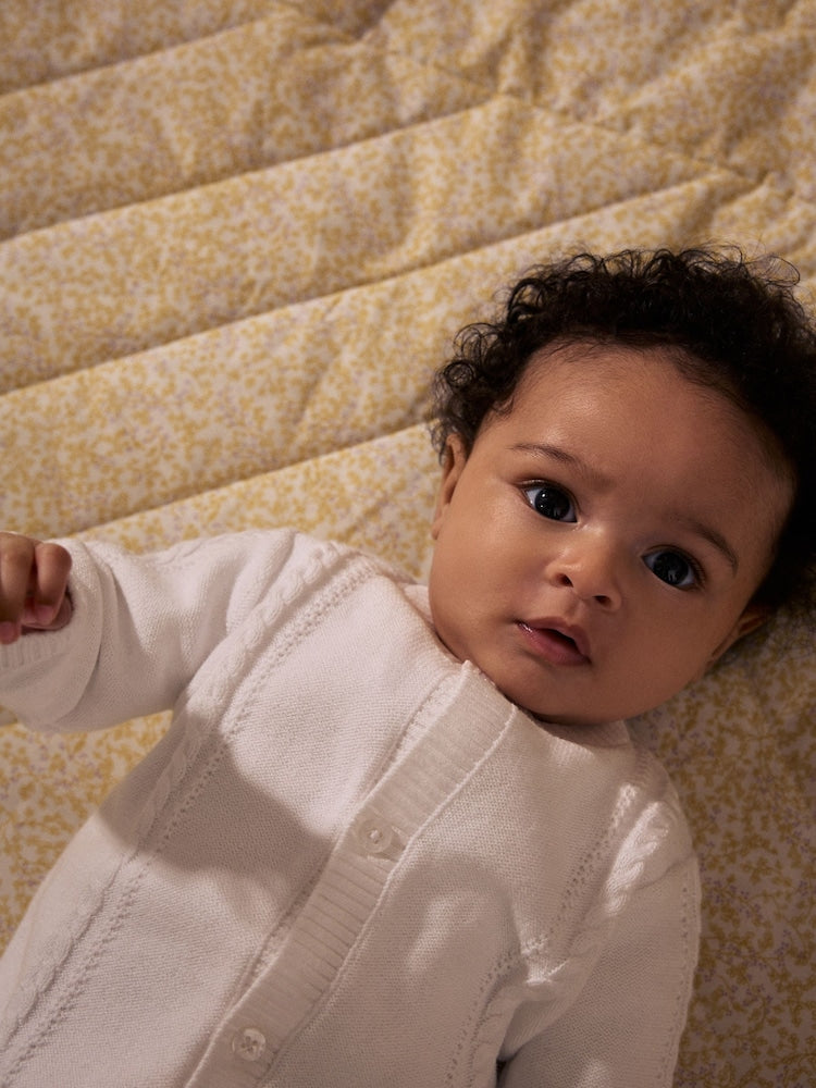 White Cable Knitted Baby Cardigan