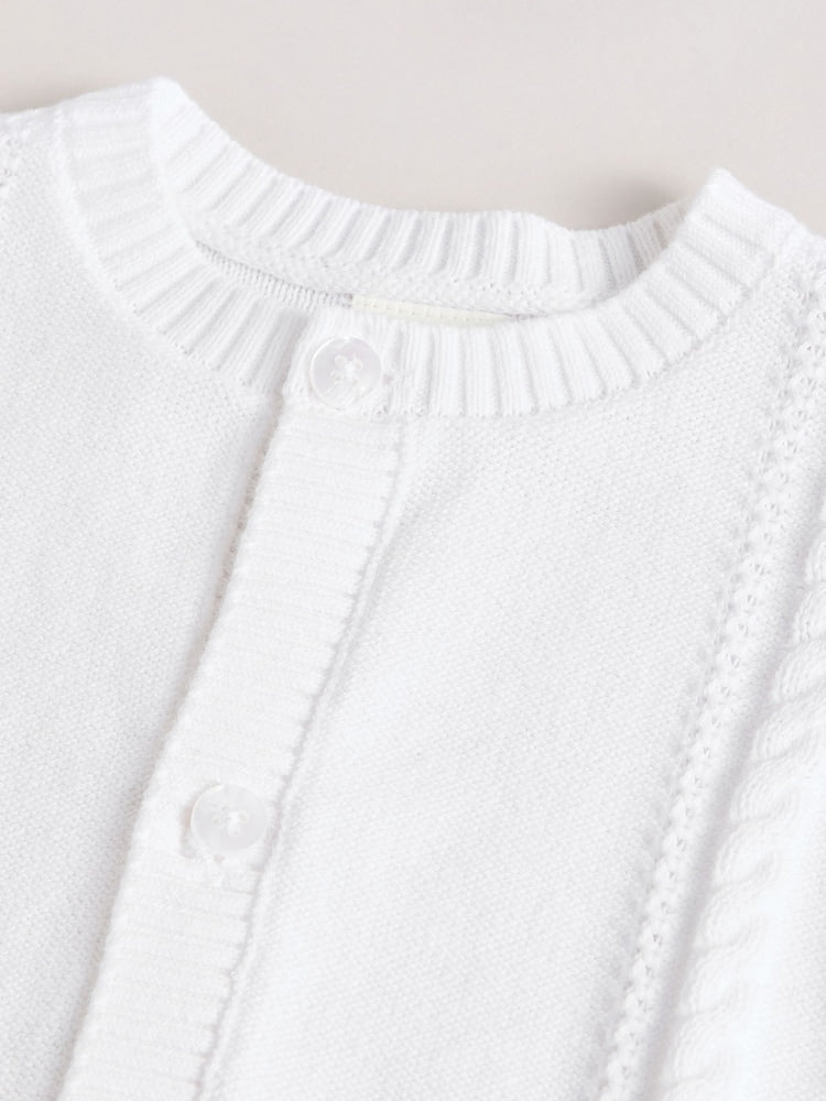 White Cable Knitted Baby Cardigan
