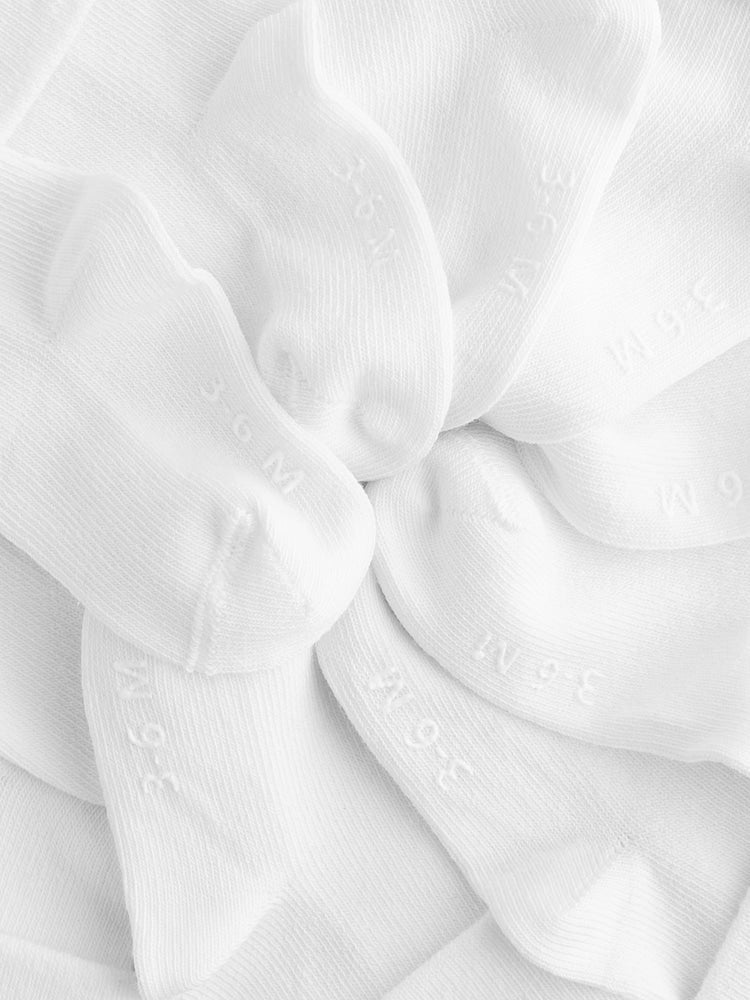 White Roll Top Baby Socks 10 Pack (0mths-2yrs) - Size 50cm (First Size)