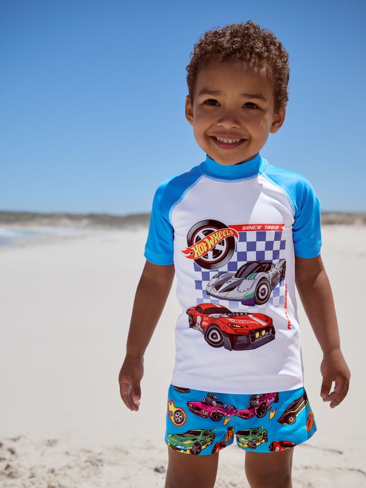 Hot Wheels Rash Vest and Swim Shorts Set (3mths-7yrs) - Size 3-6 Months (62-68cm) - Hot Wheels