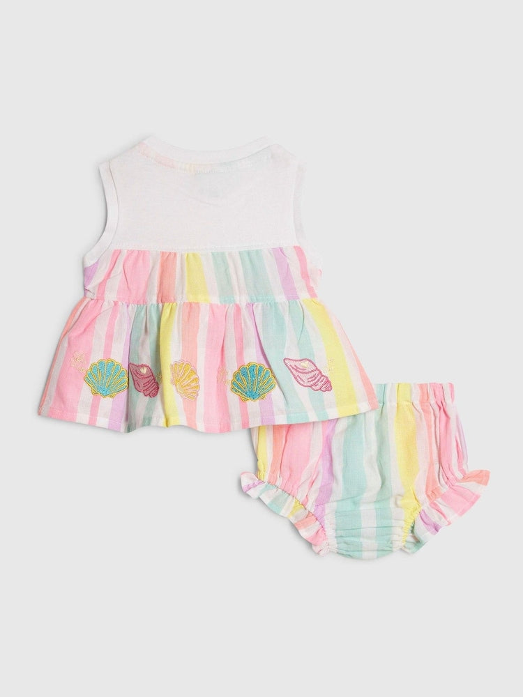 River Island Pink Bloomer Stripe Top & Short Set
