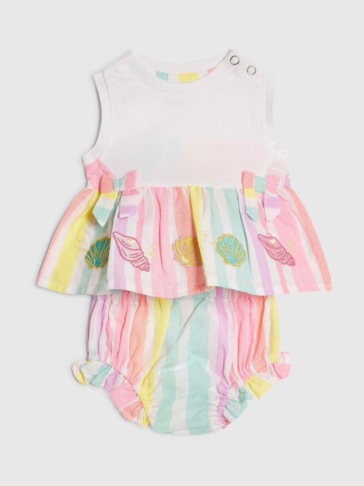 River Island Pink Bloomer Stripe Top & Short Set