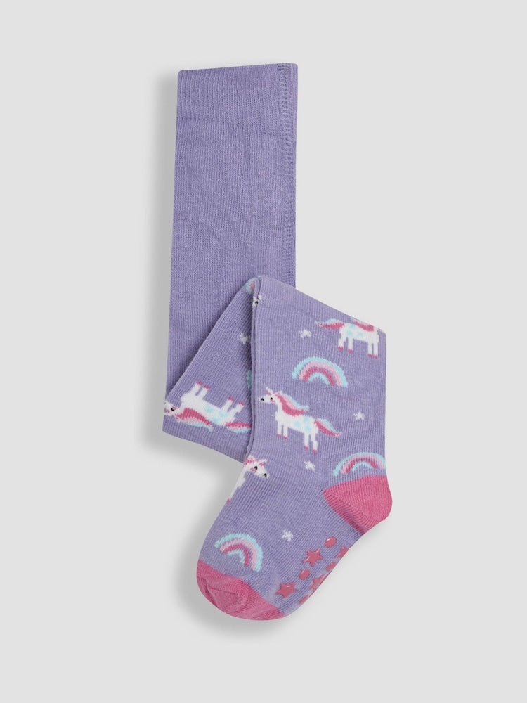 JoJo Maman Bébé Pink Cotton Rich Unicorn Tights 2 Pack - Size Up To 6 Months (50 - 68cm)