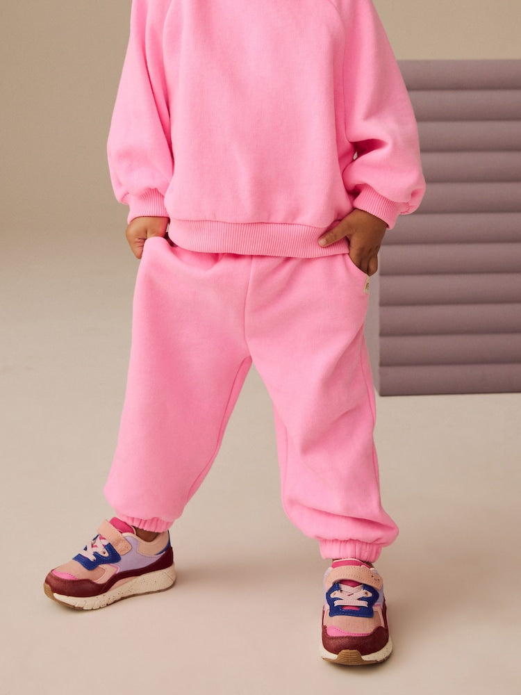 Bright Pink Cuffed Sweat Joggers (3mths-7yrs) - Size 3-6 Months (62-68cm) - Bright Pink