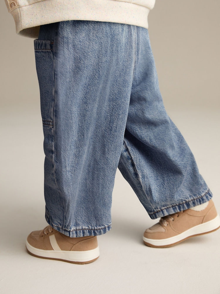 Mid Blue Denim Barrel 100% Cotton Jeans (3mths-7yrs)