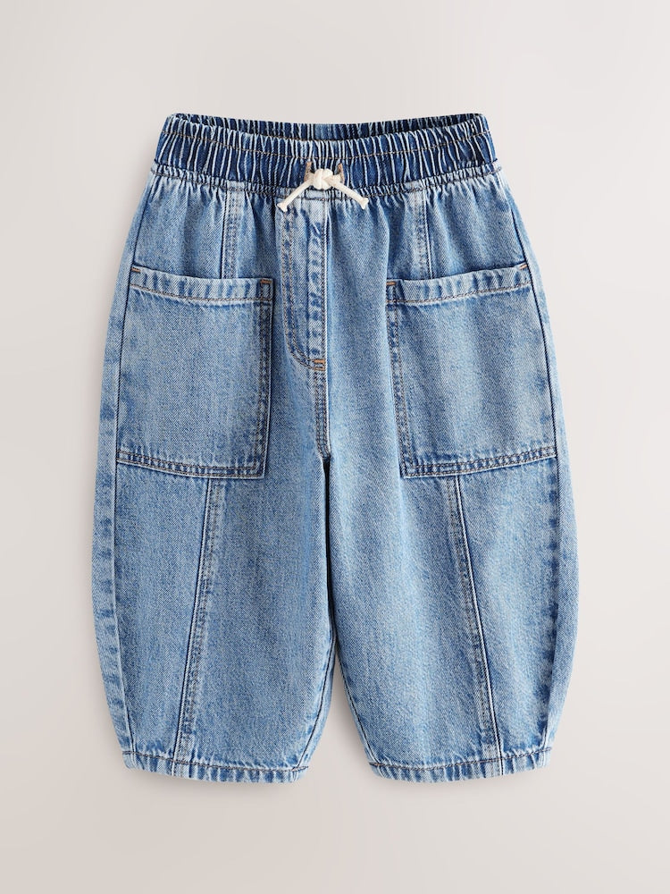 Mid Blue Denim Barrel 100% Cotton Jeans (3mths-7yrs)