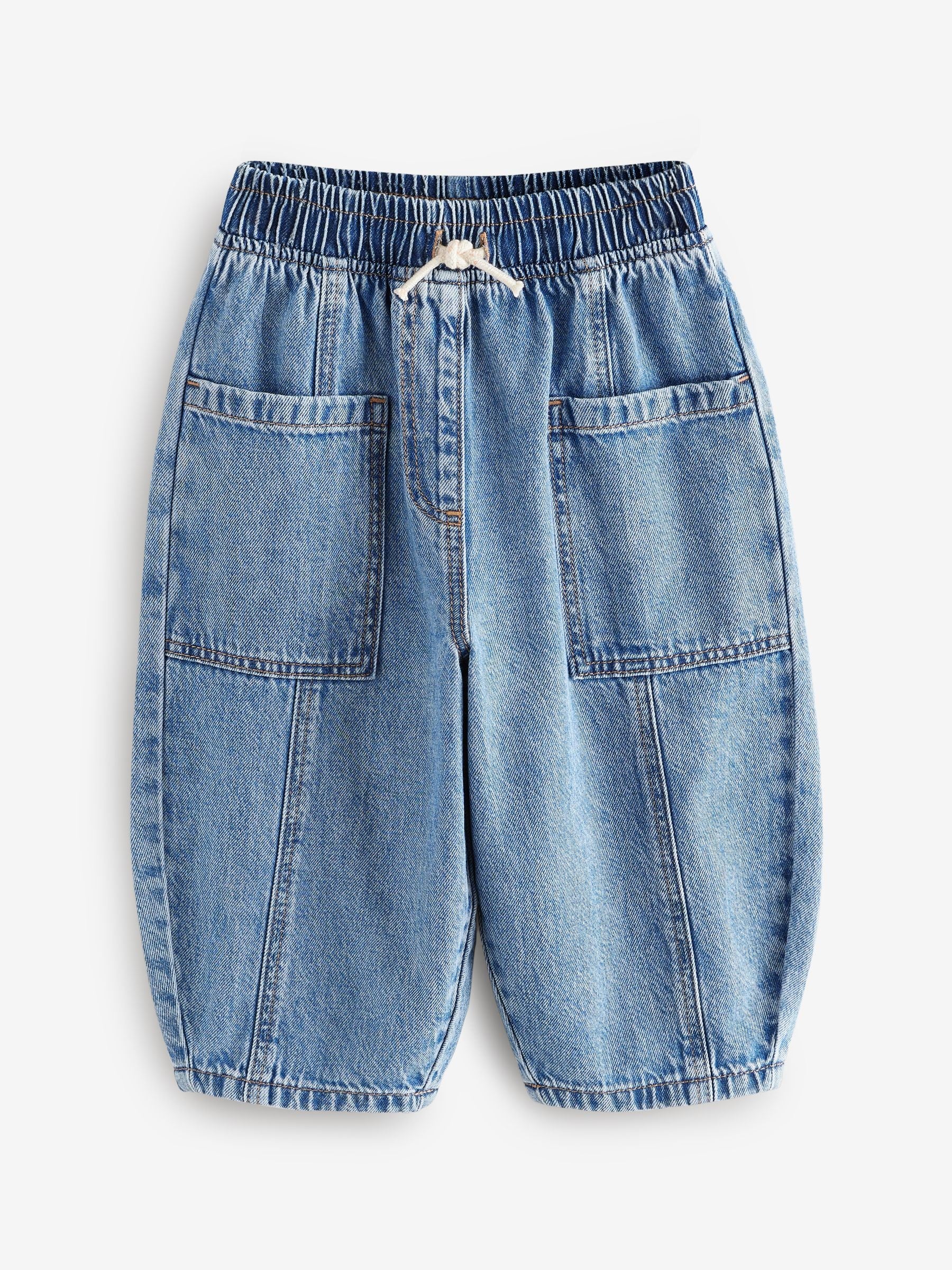 Mid Blue Denim Barrel 100% Cotton Jeans (3mths-7yrs) - Size 3-6 Months (62-68cm)