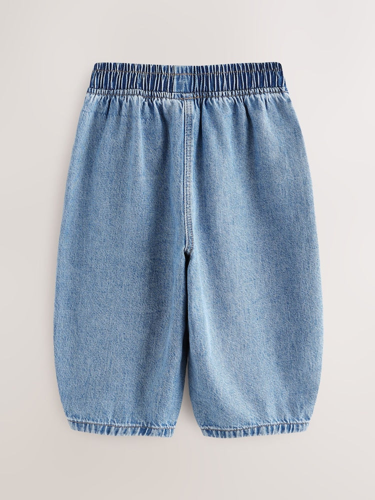 Mid Blue Denim Barrel 100% Cotton Jeans (3mths-7yrs)