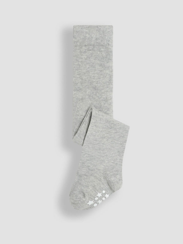 JoJo Maman Bébé Grey Cotton Rich Plain Tights - Size Up To 6 Months (50 - 68cm)