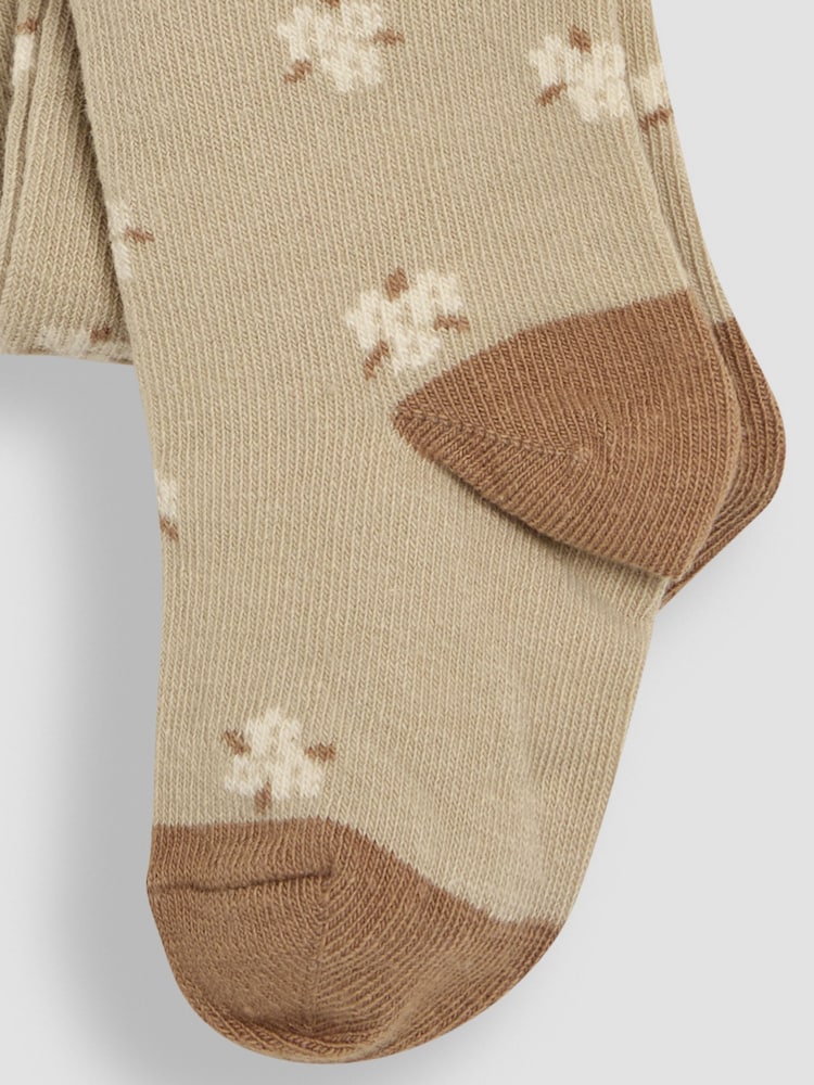 JoJo Maman Bébé Natural 2-Pack Cotton Rich Tights - Size Up To 6 Months (50 - 68cm)