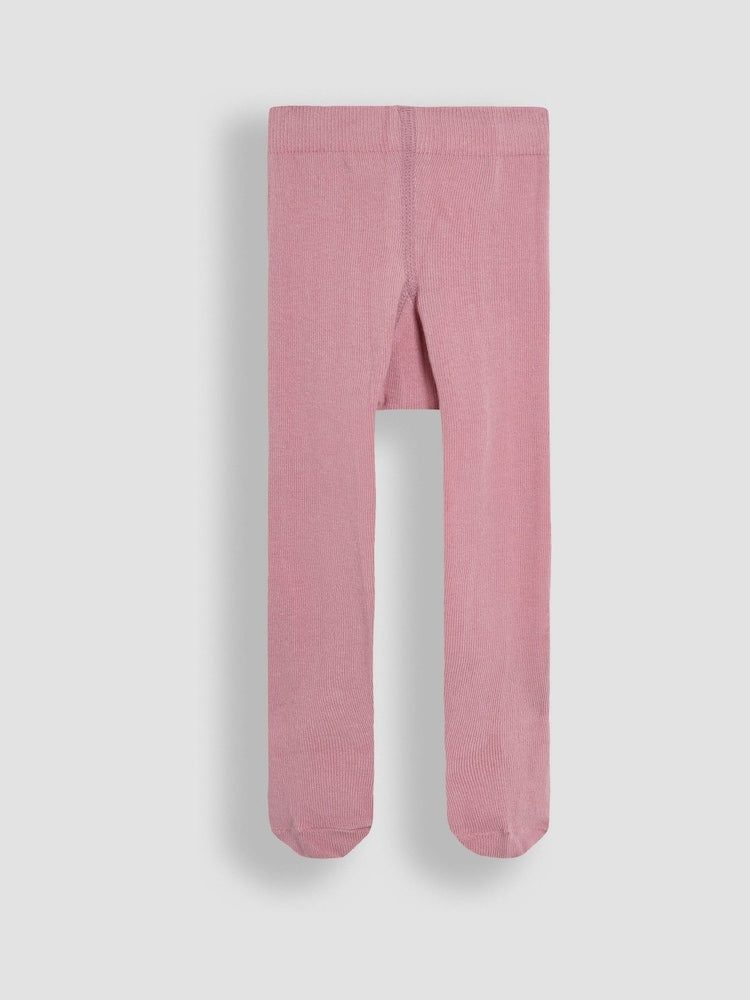 JoJo Maman Bébé Pink Cotton Rich Plain Tights - Size Up To 6 Months (50 - 68cm)