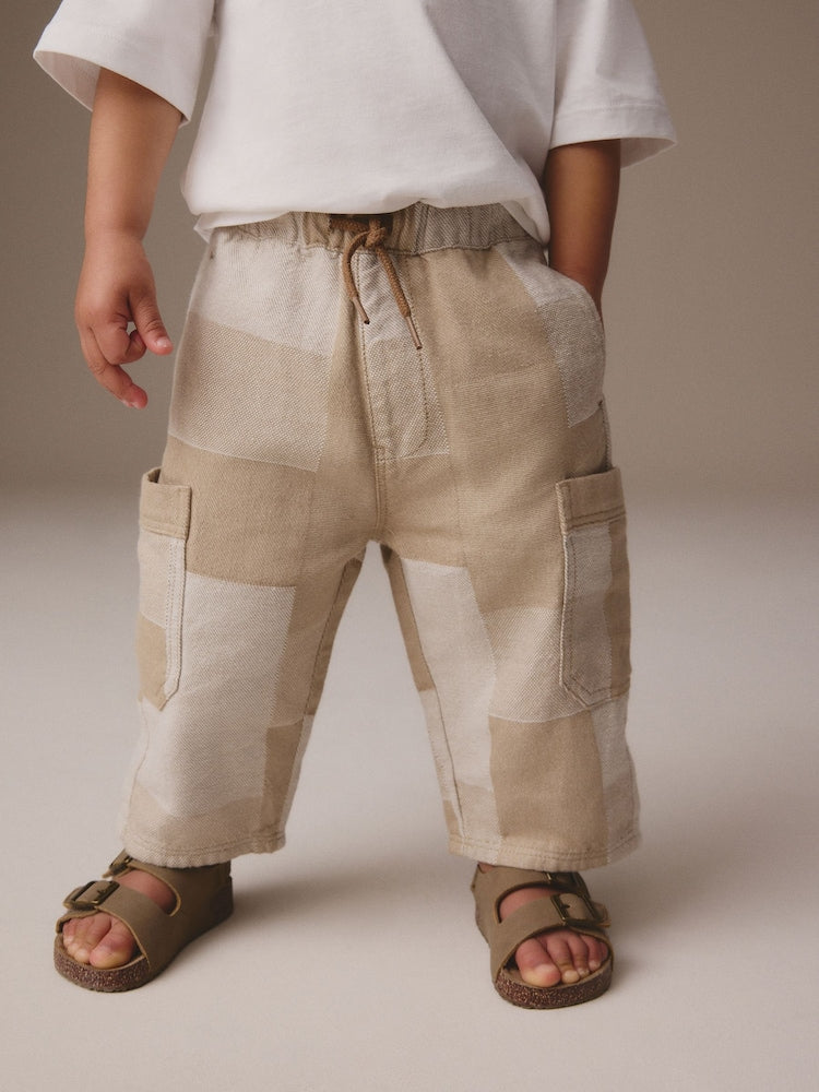 Stone Patchwork Side Pocket Wide Trousers (3mths-7yrs)