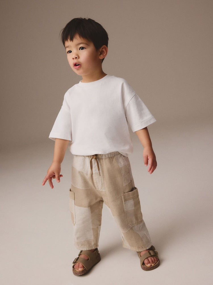 Stone Patchwork Side Pocket Wide Trousers (3mths-7yrs)