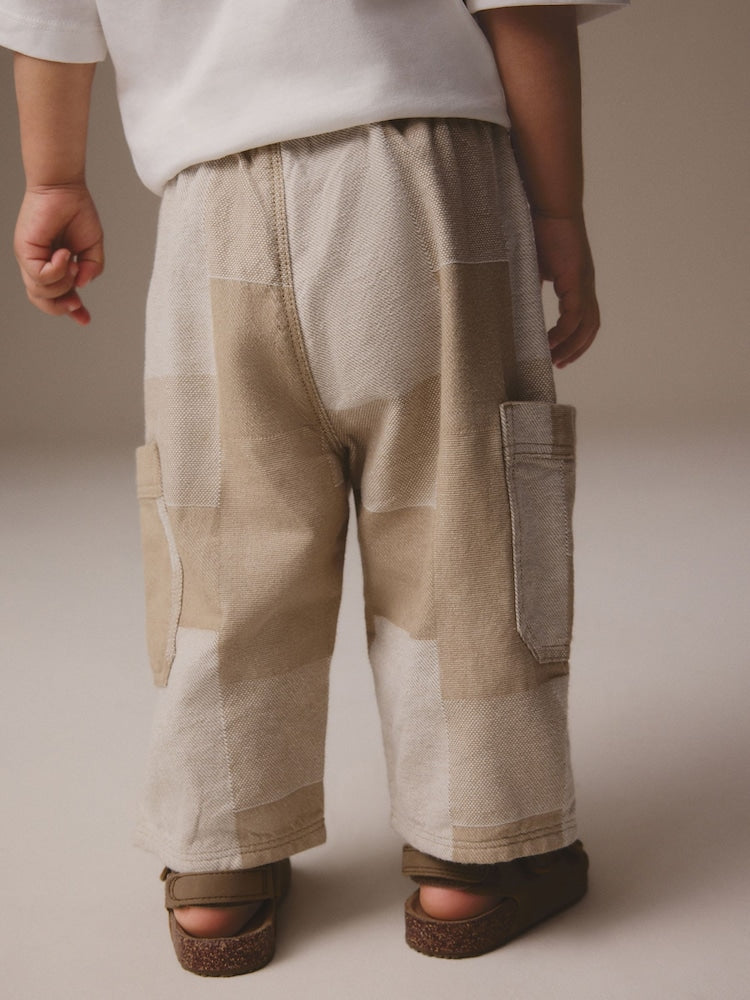 Stone Patchwork Side Pocket Wide Trousers (3mths-7yrs)