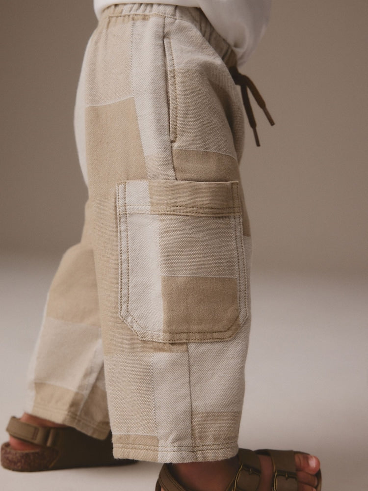 Stone Patchwork Side Pocket Wide Trousers (3mths-7yrs)