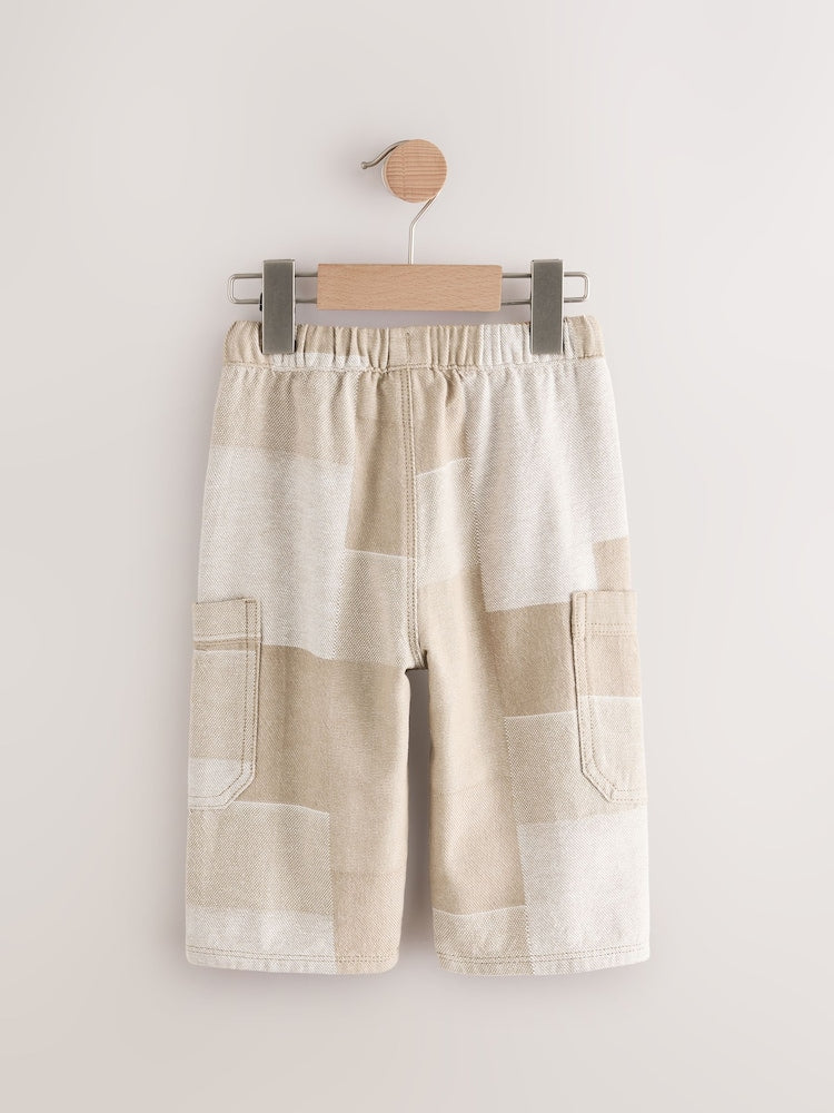 Stone Patchwork Side Pocket Wide Trousers (3mths-7yrs)