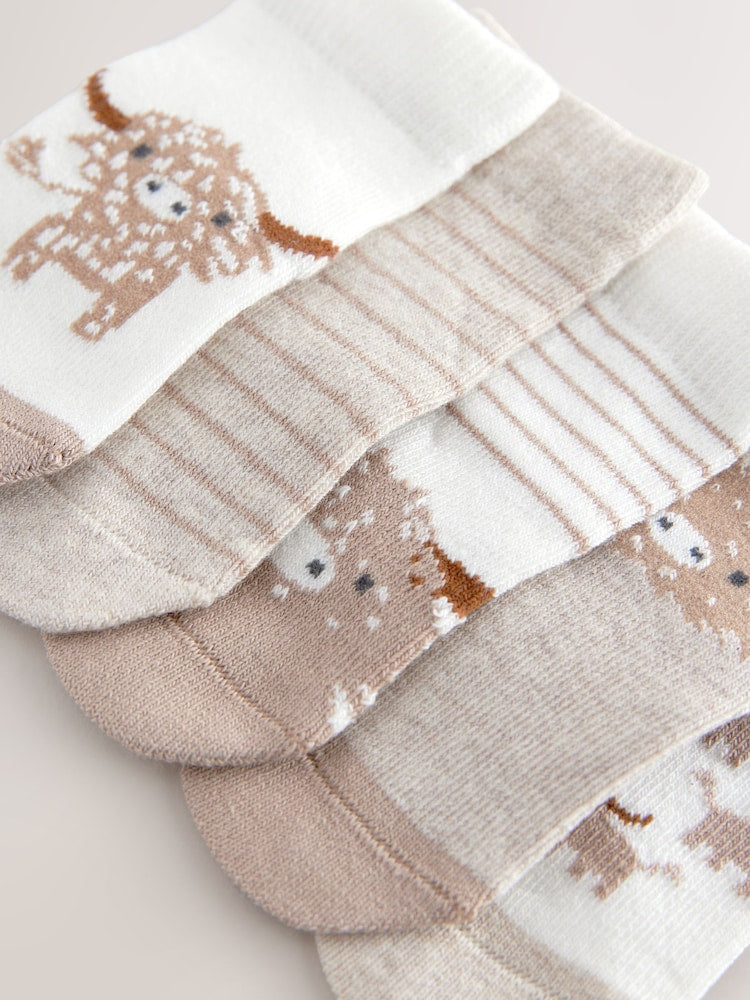 Neutral Hamish Baby Socks 5 Pack