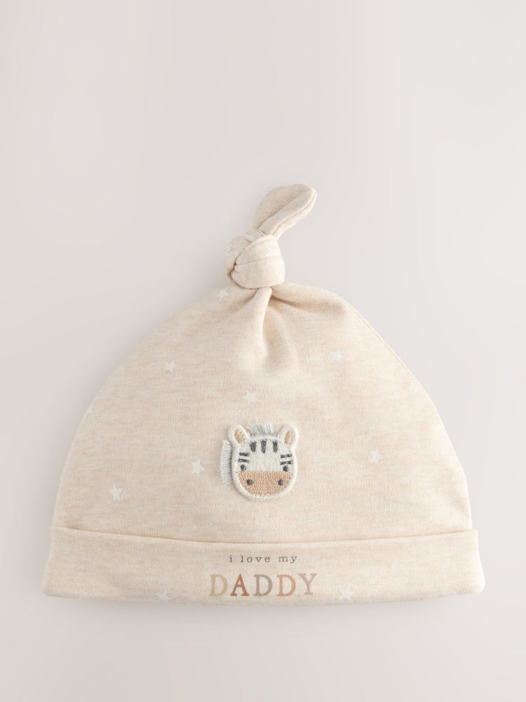Neutral I Love My Mummy/Daddy Baby Tie Top Hats 2 Pack (0-12mths)